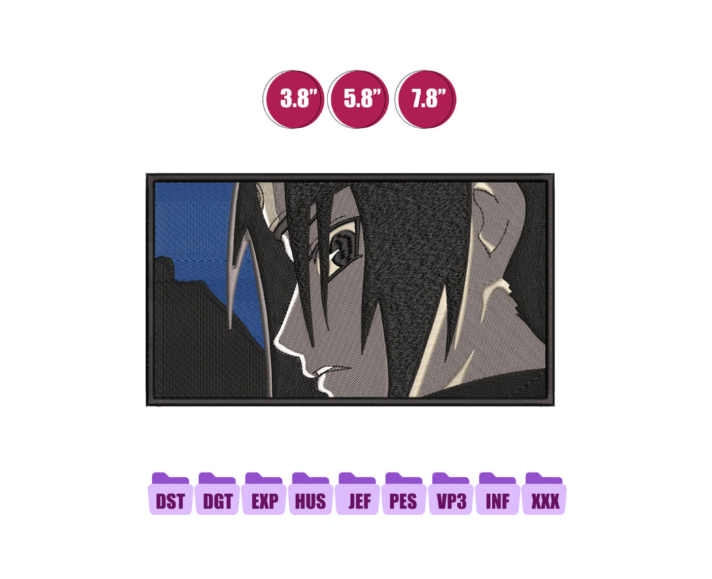 Itachi Anime Embroidery Design, Digital Anime Embroidery File 103