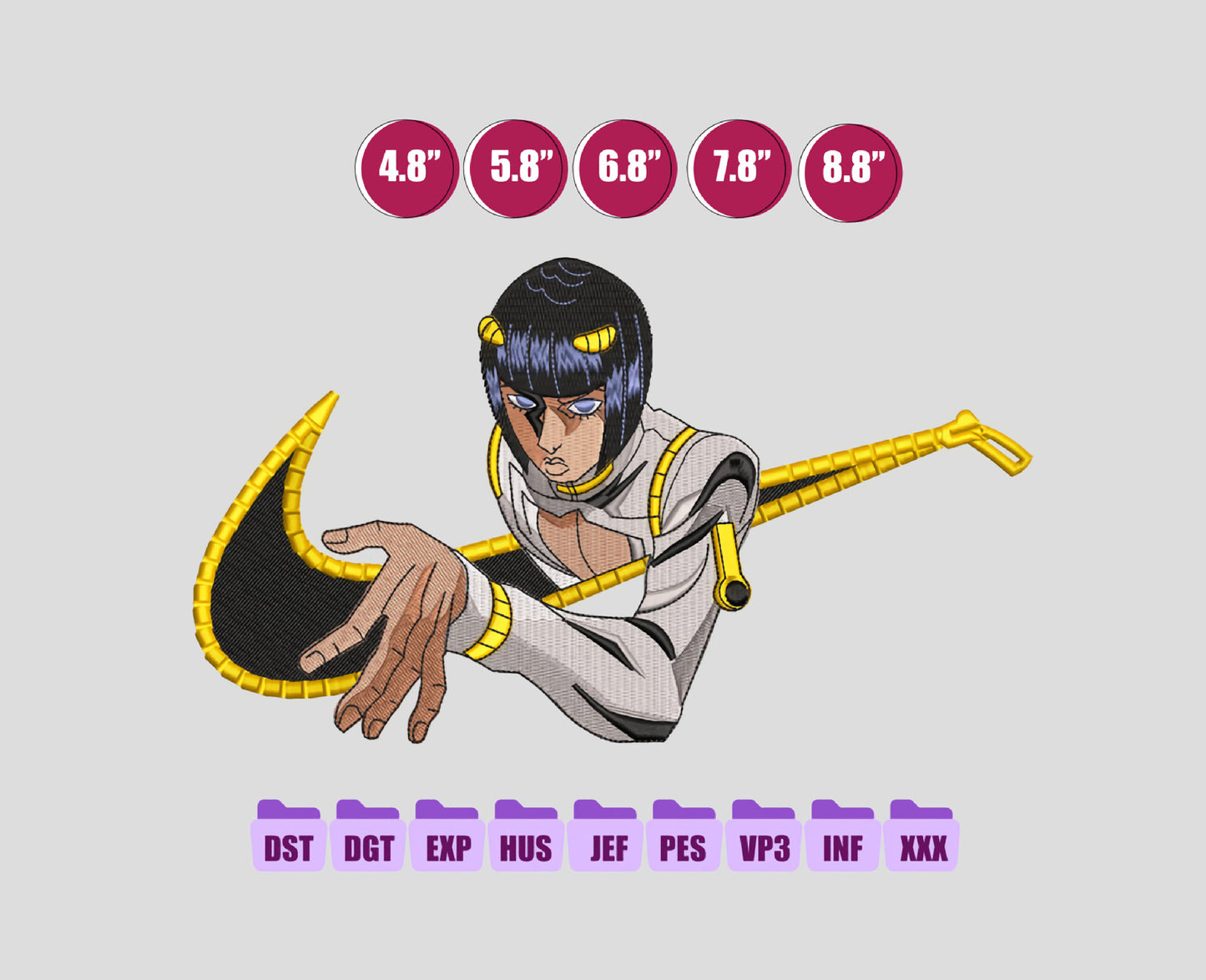 BRUNO BUCCIARATI Anime Embroidery Design, Ni ke Anime Embroidery Designs 104