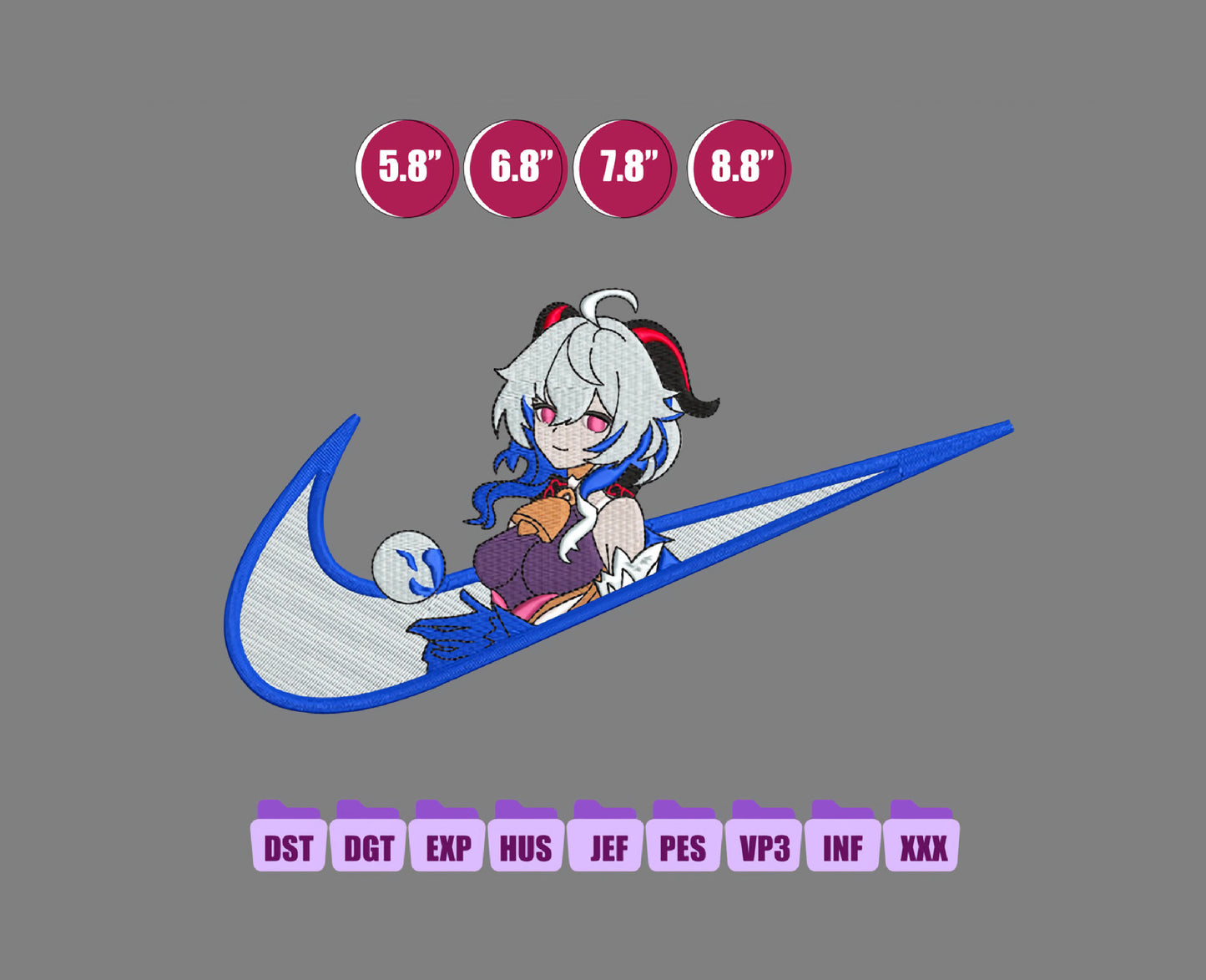 GANYU Anime Embroidery Design, Ni ke Anime Embroidery Designs 106