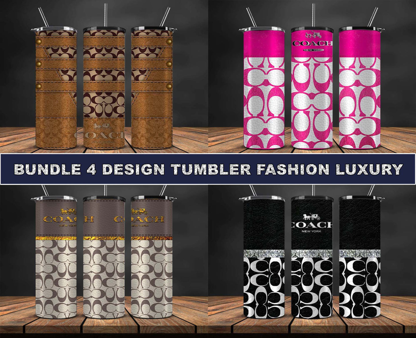 4 Design Brand Logo Fashion Tumbler Designs Bundle 2023 , Bundle Tumbler Wraps 20 oz,Brand Tumbler Wrap 112