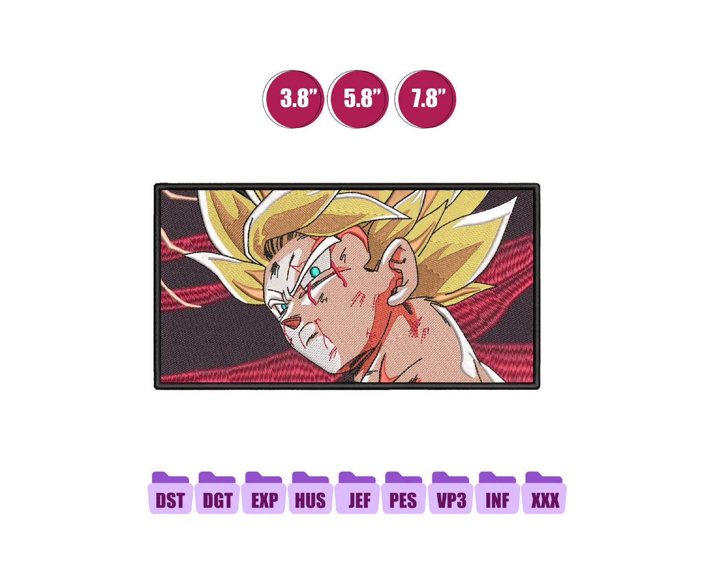 Goku Anime Embroidery Design, Digital Anime Embroidery File 112