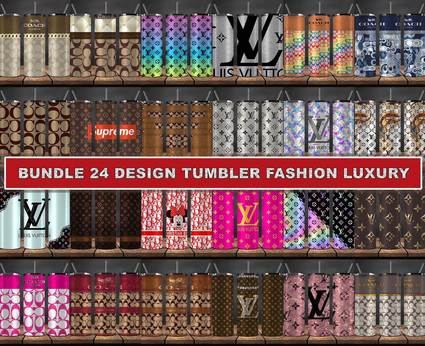 24 Design Brand Logo Fashion Tumbler Designs Bundle 2023 , Bundle Tumbler Wraps 20 oz,Brand Tumbler Wrap 118