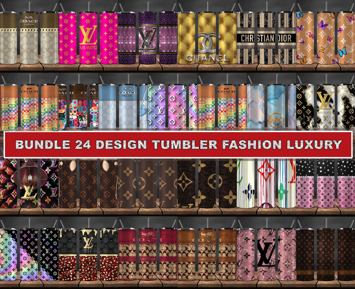24 Design Brand Logo Fashion Tumbler Designs Bundle 2023 , Bundle Tumbler Wraps 20 oz,Brand Tumbler Wrap 119