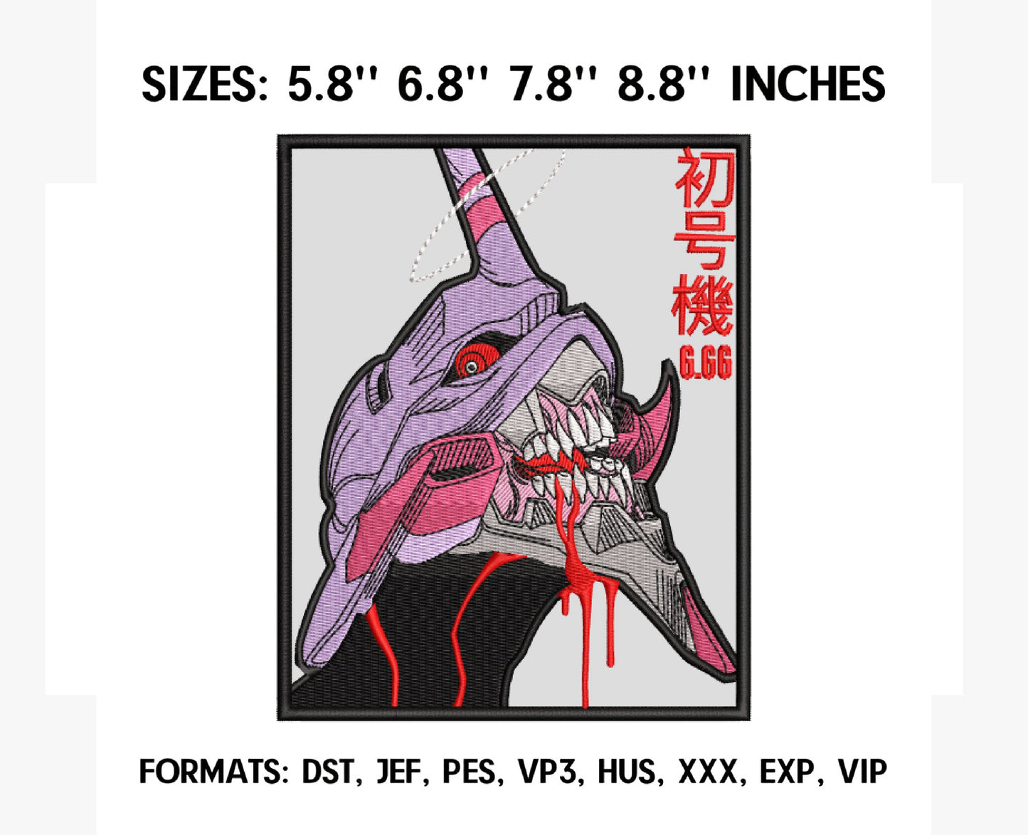 EVA Anime Embroidery Design, Digital Anime Embroidery File 12