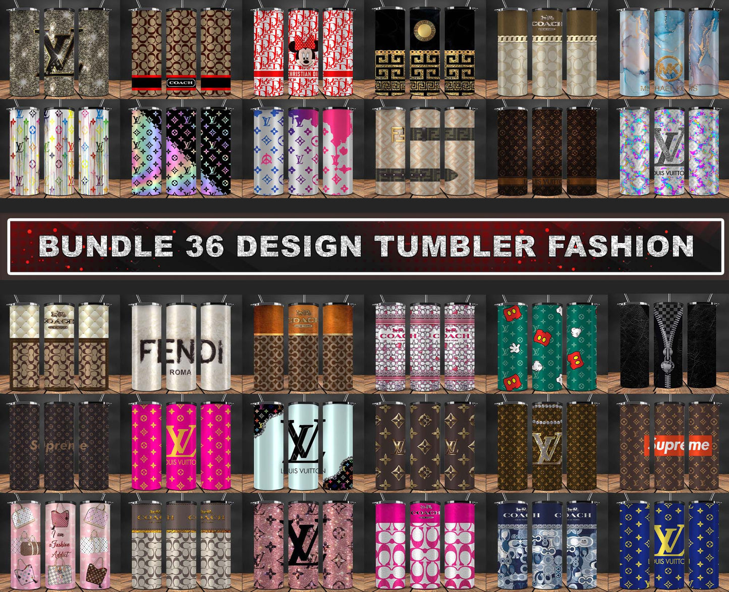 36 Brand Logo Fashion Tumbler Designs Bundle 2023 , Bundle Tumbler Wraps 20 oz,Brand Tumbler Wrap 123