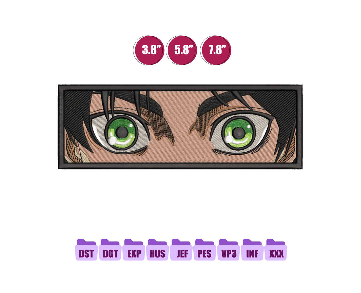 Eren Boxed Eyes Anime Embroidery Design, Digital Anime Embroidery File 126