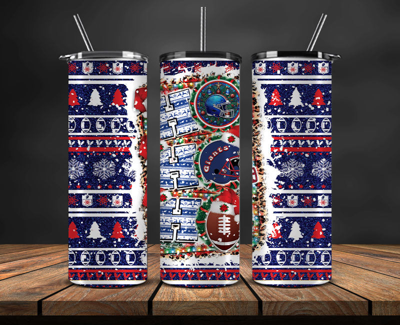 New York Giants Christmas Ho Ho Ho Tumbler Wrap, NFL Patterns Christmas Png 12