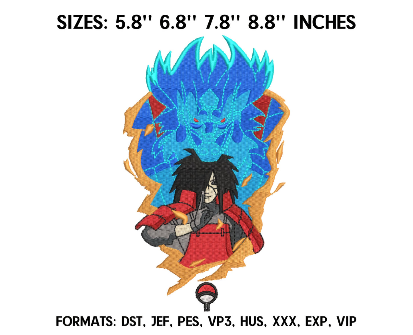 MADARA UCHIHA Anime Embroidery Design, Digital Anime Embroidery File 13