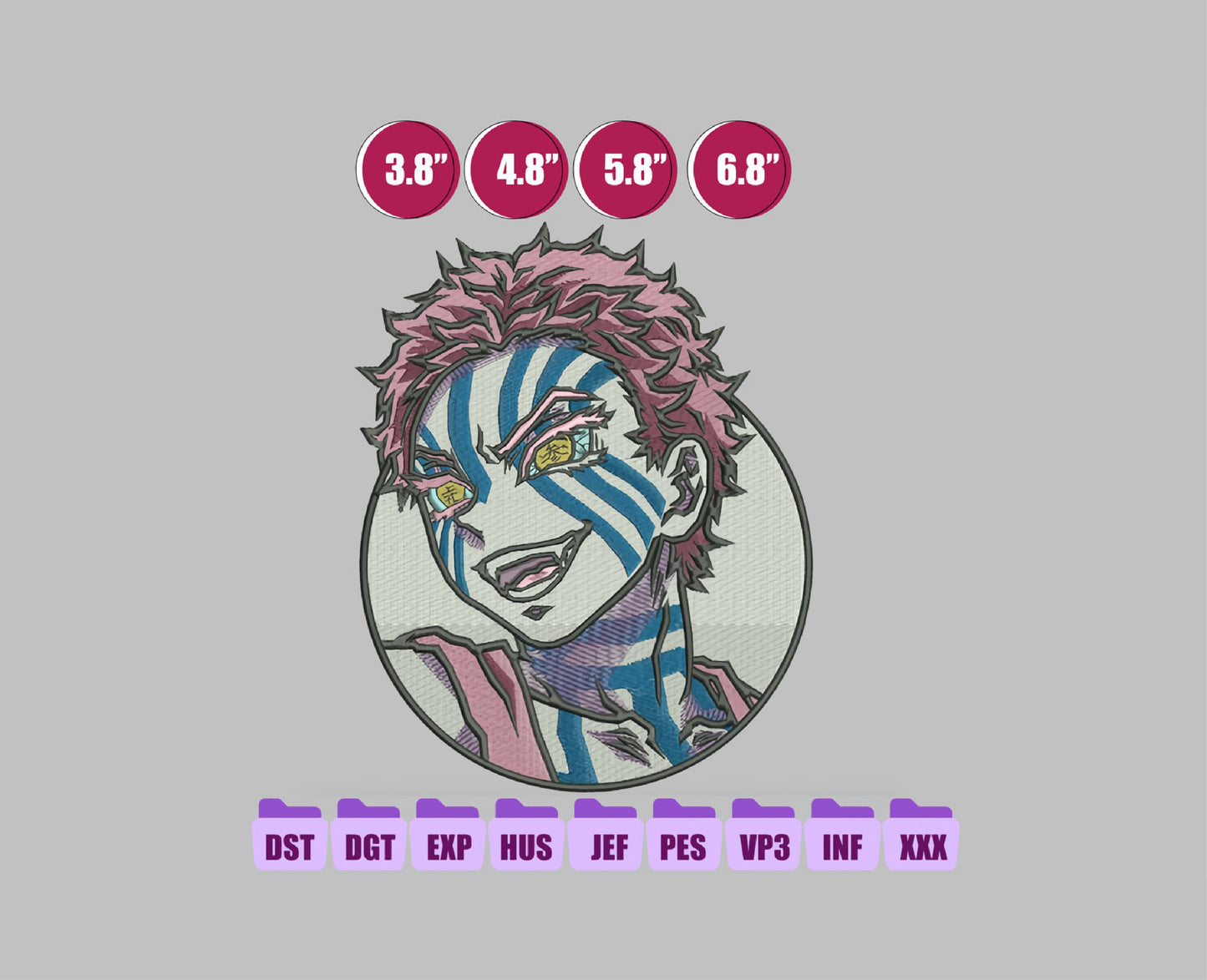 AKAZA Anime Embroidery Design, Digital Anime Embroidery File 133