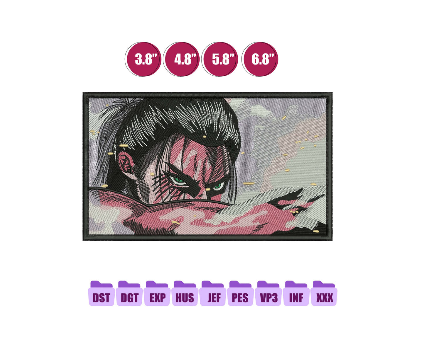 Attack on titan Anime Embroidery Design, Digital Anime Embroidery File 135