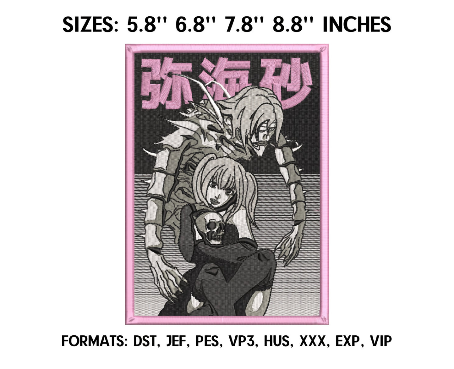 DEMON REM Anime Embroidery Design, Digital Anime Embroidery File 14
