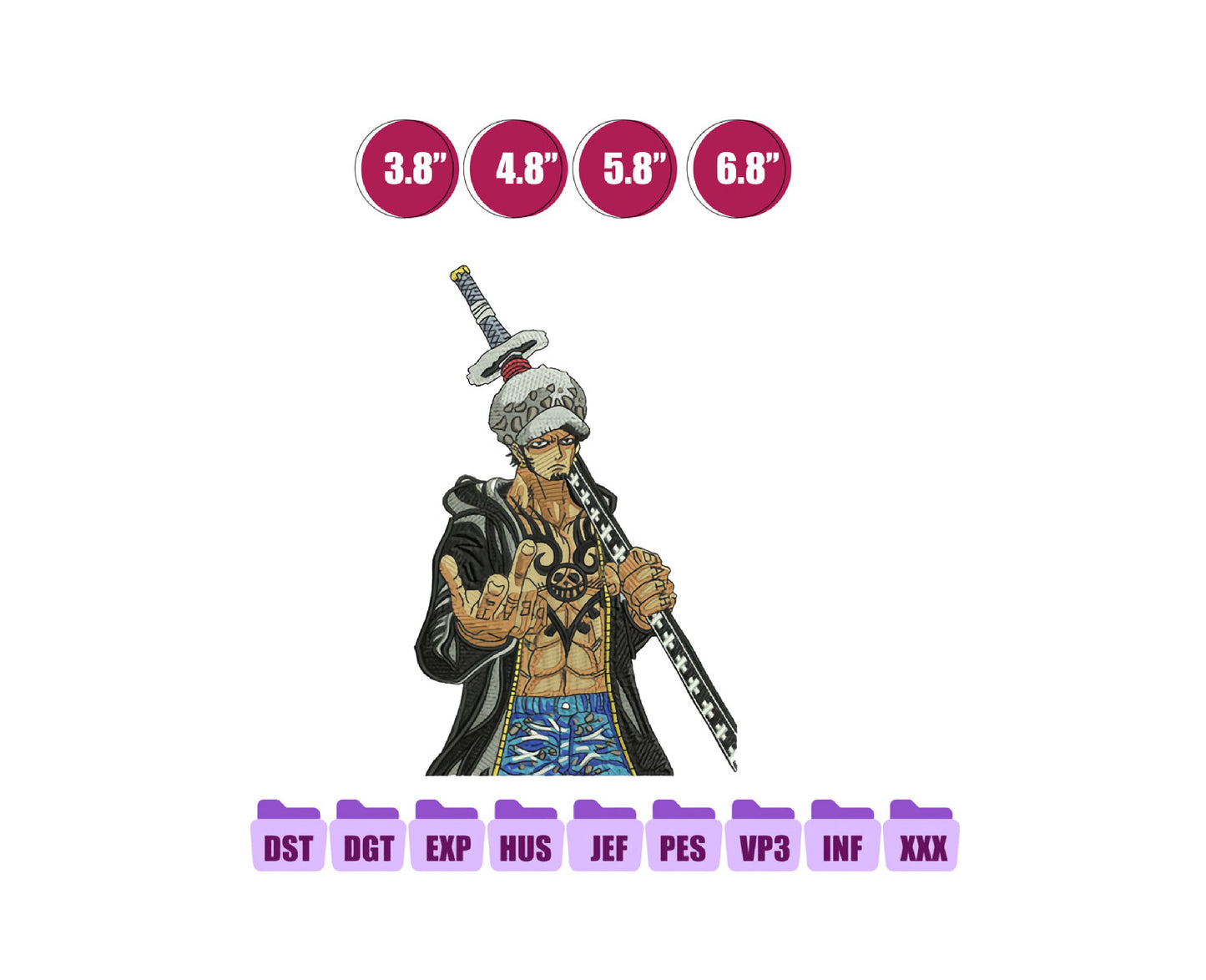 Bounty Anime Embroidery Design, Digital Anime Embroidery File 140