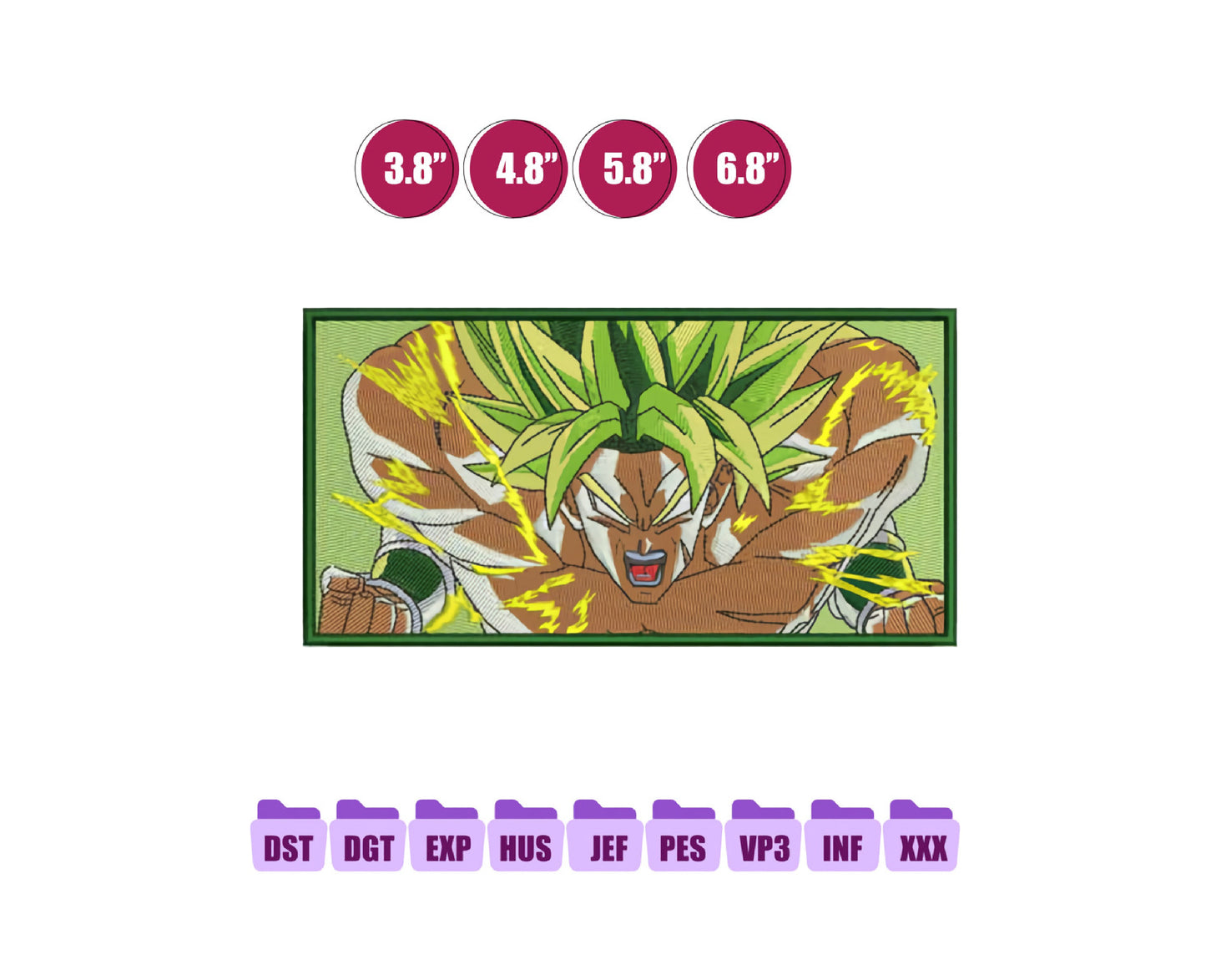 Broly Anime Embroidery Design, Digital Anime Embroidery File 144