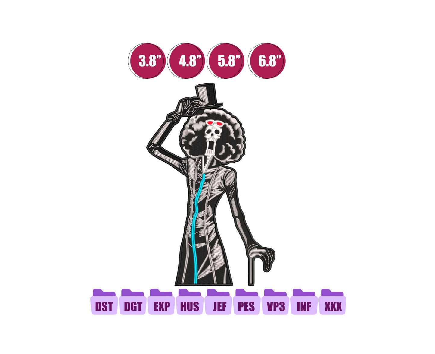 BROOK Anime Embroidery Design, Digital Anime Embroidery File 145