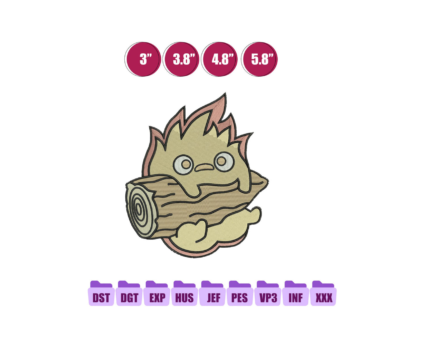 Calcifer Anime Embroidery Design, Digital Anime Embroidery File 147