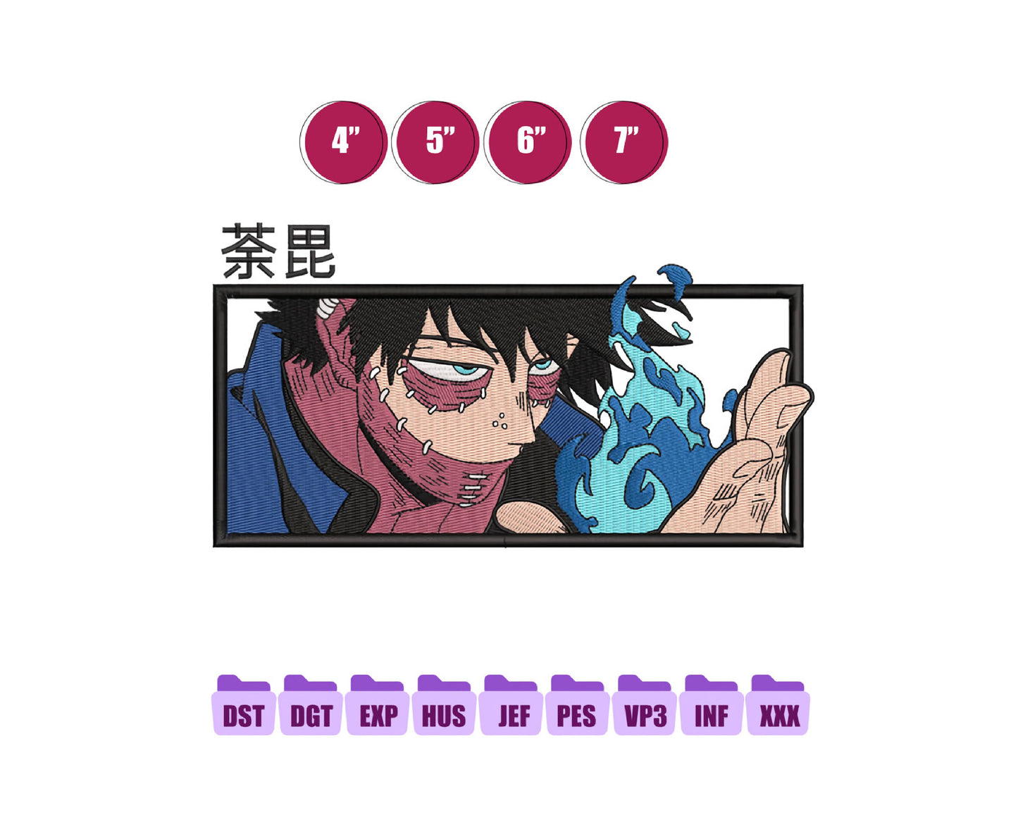 Dabi Anime Embroidery Design, Digital Anime Embroidery File 149