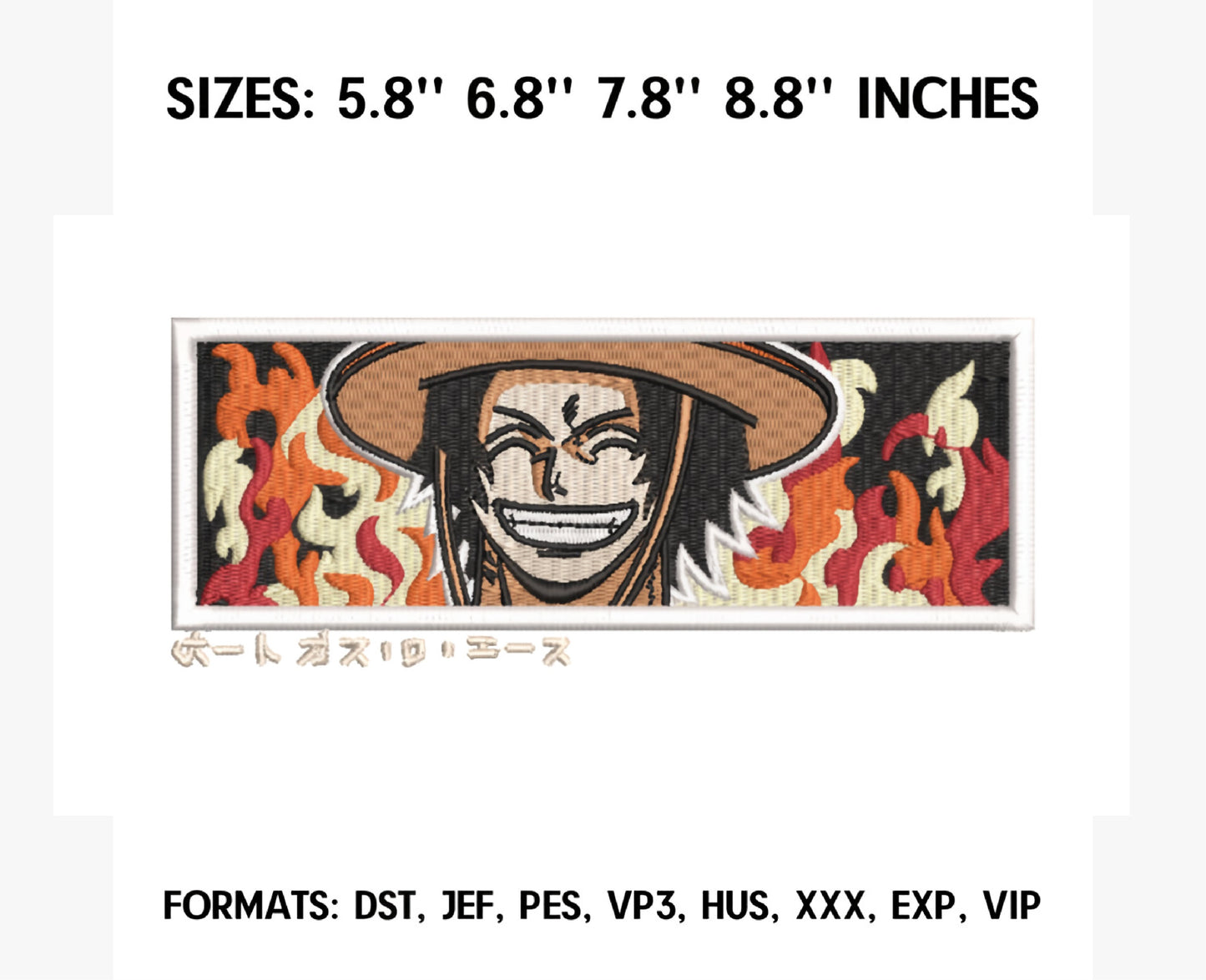 PORTGAS D ACE Anime Embroidery Design, Digital Anime Embroidery File 15