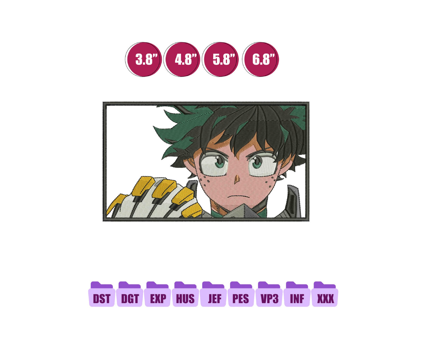 Izuku Midoria Anime Embroidery Design, Digital Anime Embroidery File 150