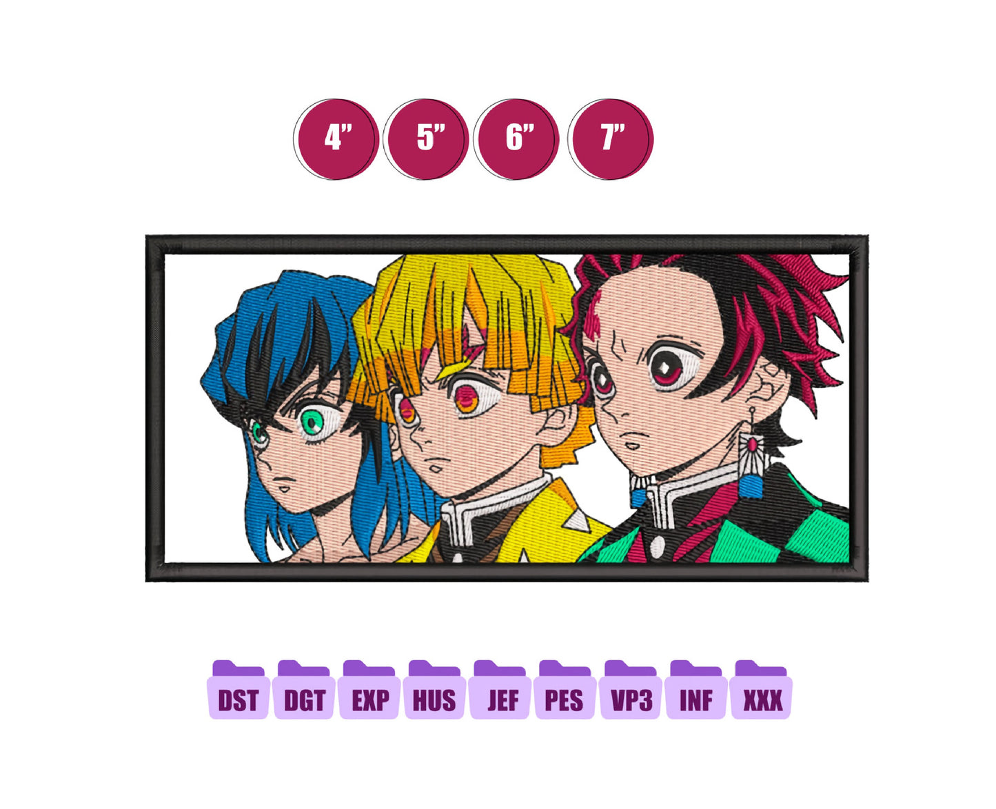 Demon Slayer Boys Anime Embroidery Design, Digital Anime Embroidery File 152