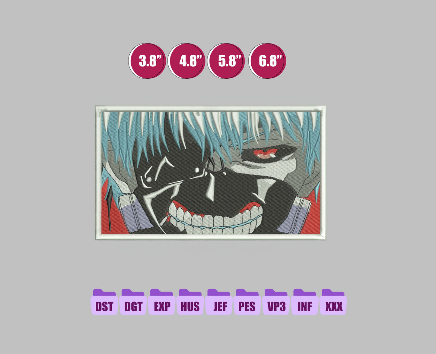 GHOUL Anime Embroidery Design, Digital Anime Embroidery File 159