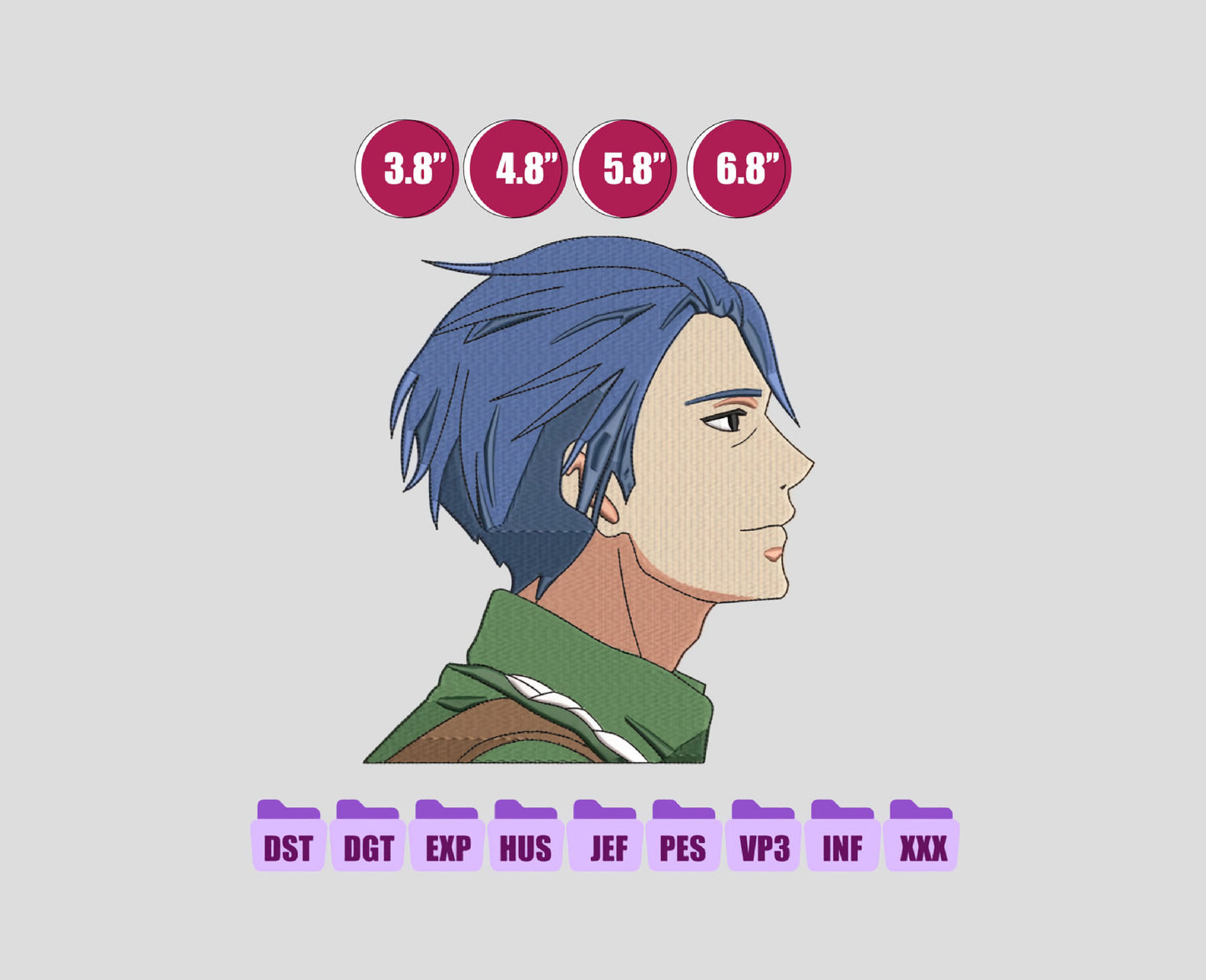 GIRUBERUTO BUGENBIRIA Anime Embroidery Design, Digital Anime Embroidery File 160