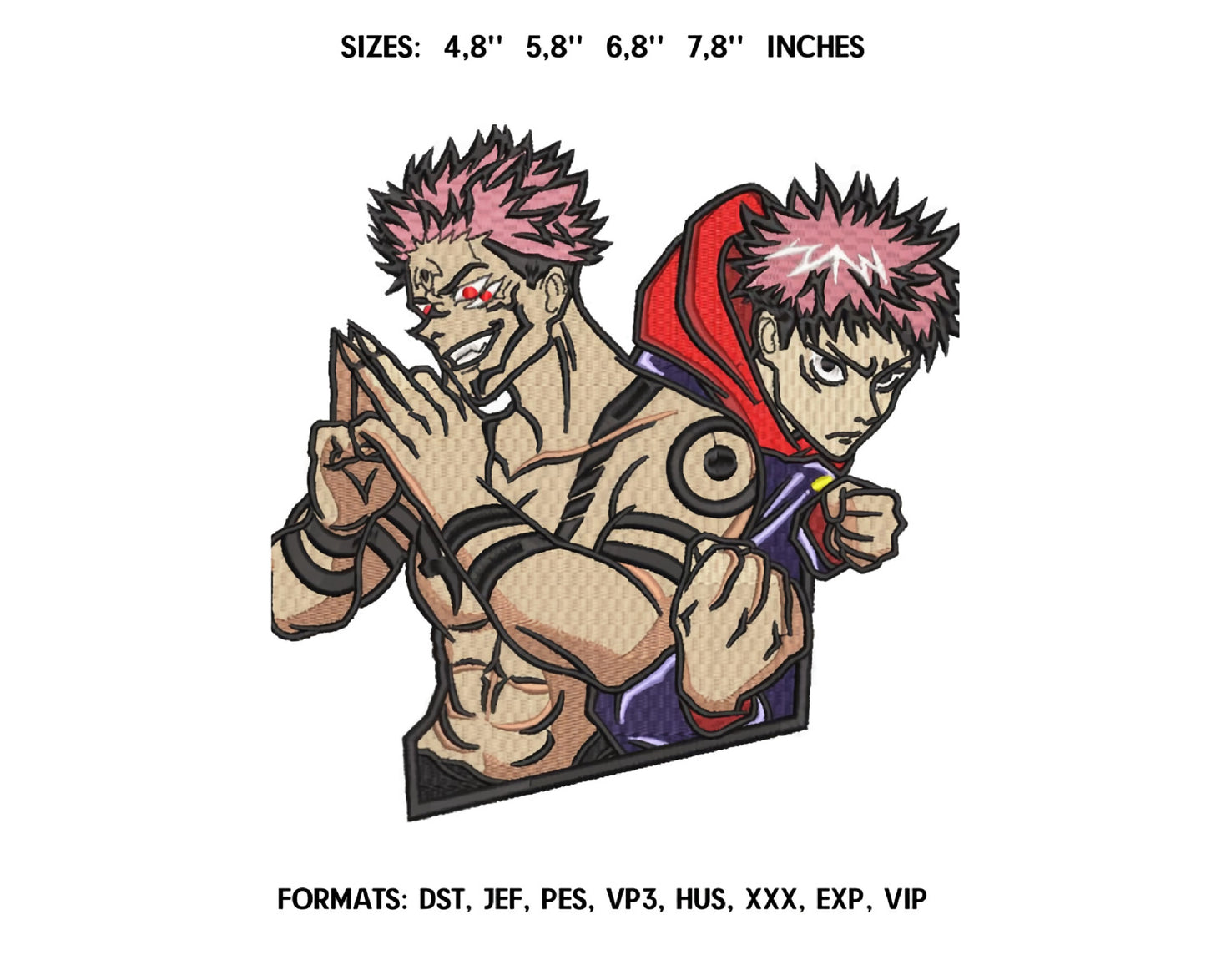 SUKUNA ITADORI Anime Embroidery Design, Digital Anime Embroidery File 17