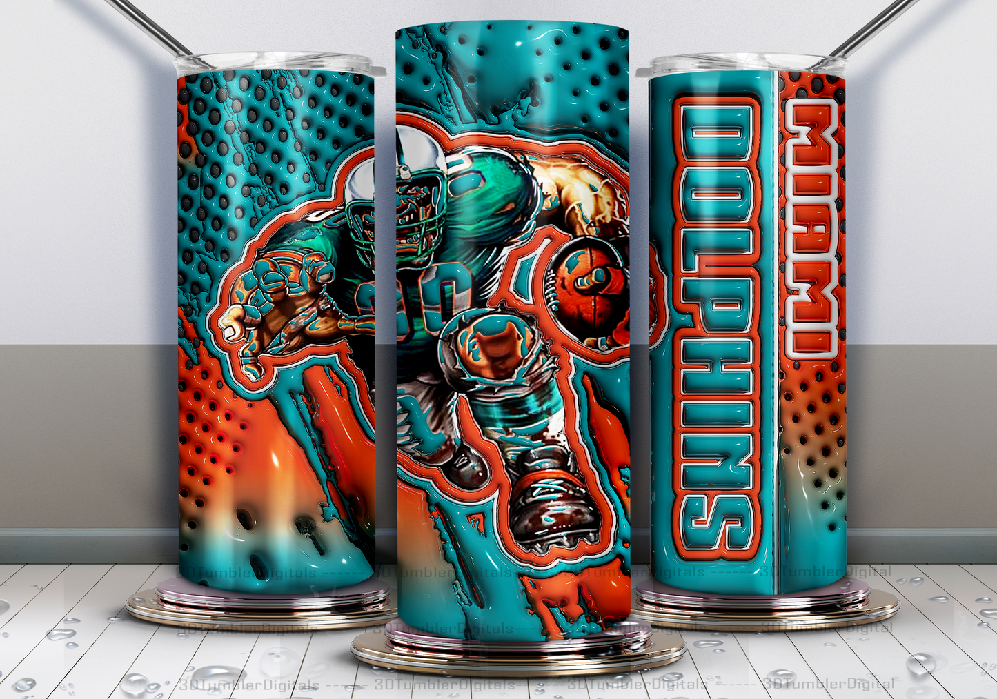 Dolphins Tumbler Wrap , 3D Nfl Tumbler Wrap, Nfl Mascot Tumbler 17