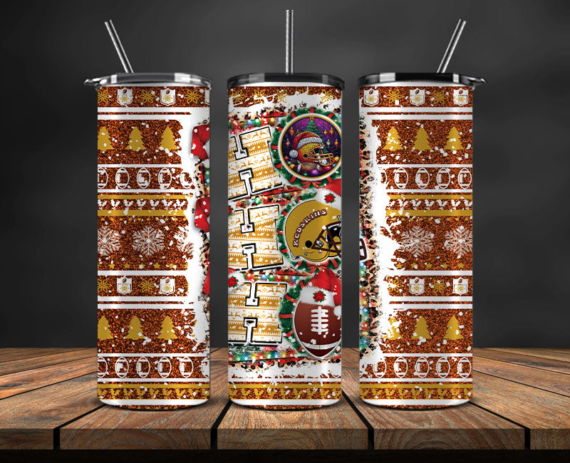 Washington Commanders Christmas Ho Ho Ho Tumbler Wrap, NFL Patterns Christmas Png 17