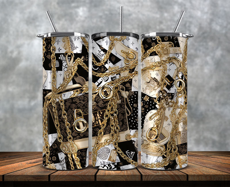 Fashion Tumbler Png, Luxury Skinny Tumbler, Coach Tumbler Png, Pattern Logo Fashion Tumbler Png 18