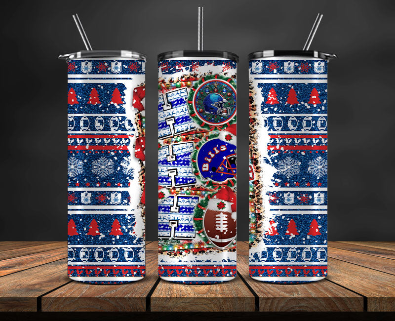Buffalo Bills Christmas Ho Ho Ho Tumbler Wrap, NFL Patterns Christmas Png 19