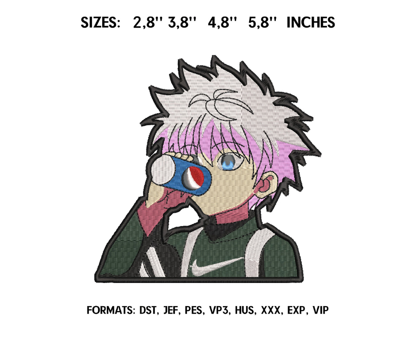 Hunter Killua Drink Anime Embroidery Design, Digital Anime Embroidery File 01