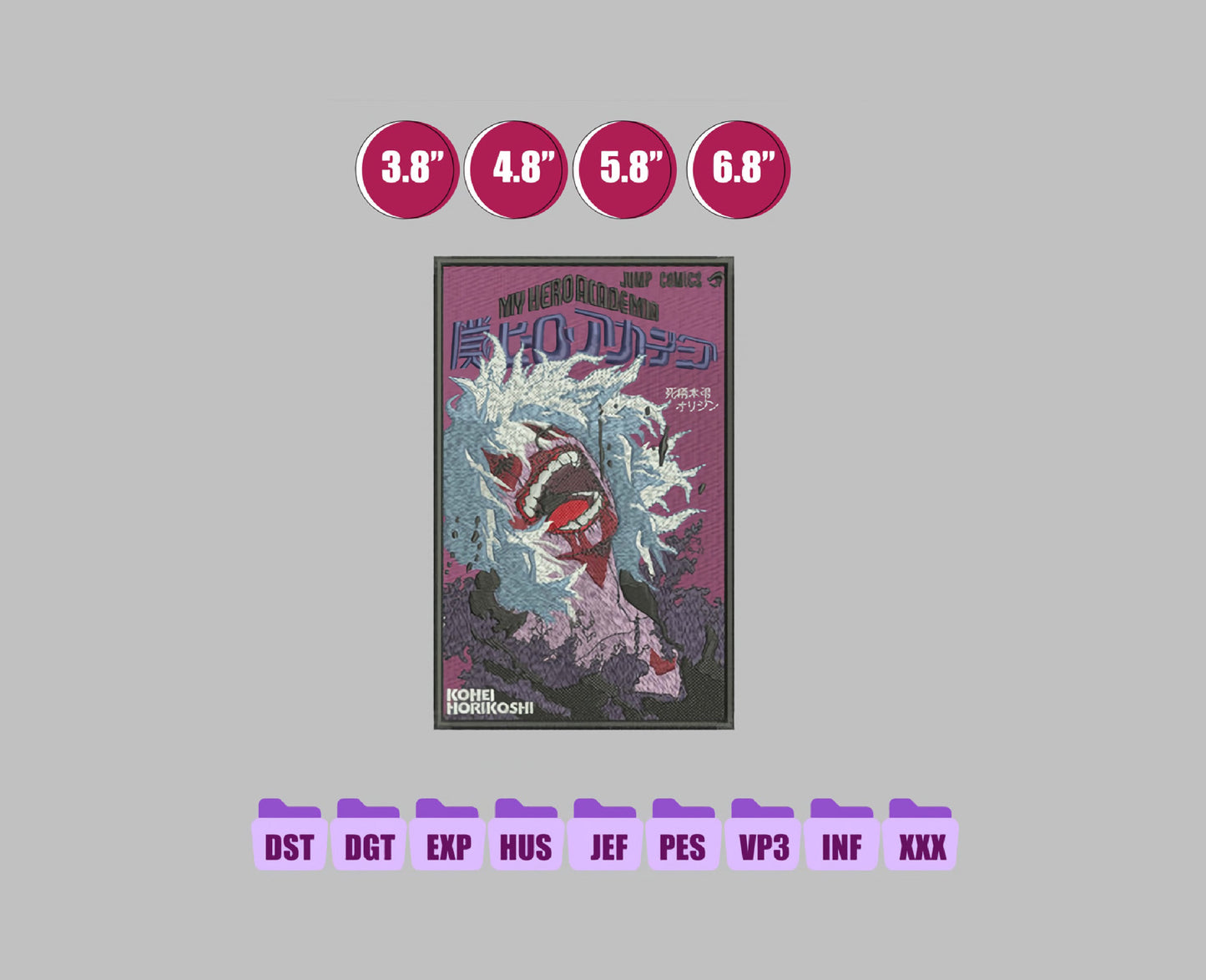 Kimetsu Sword Anime Embroidery Design, Digital Anime Embroidery File 202