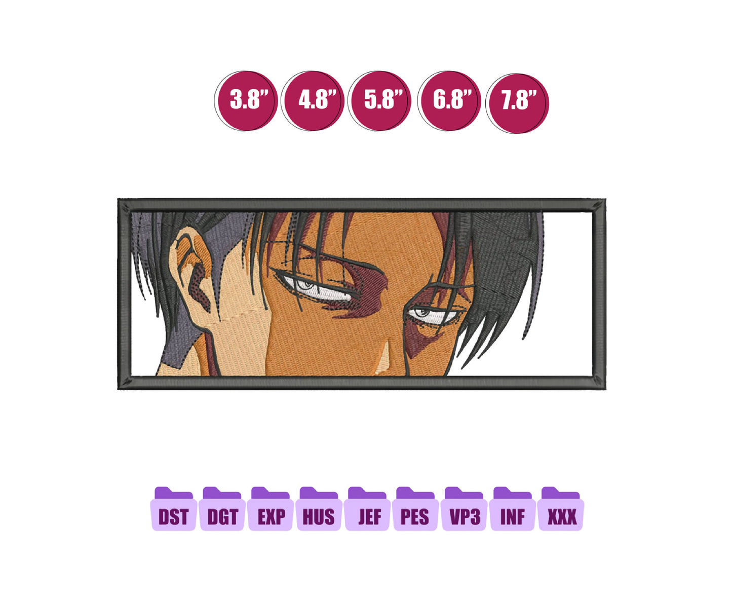 Levi Akkerman Anime Embroidery Design, Digital Anime Embroidery File 207