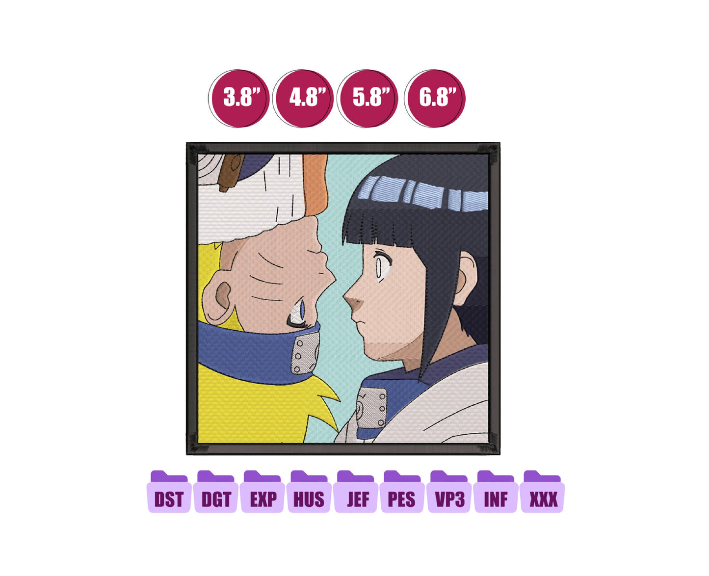NARUTO AND HINATA Anime Embroidery Design, Digital Anime Embroidery File 217