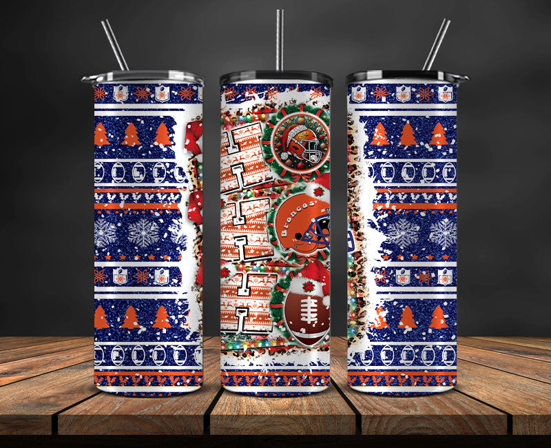 Denver Broncos Christmas Ho Ho Ho Tumbler Wrap, NFL Patterns Christmas Png 21