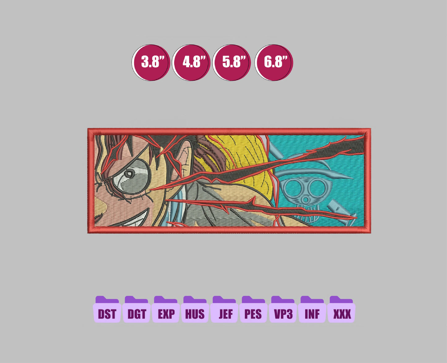 One Piece Anime Embroidery Design, Digital Anime Embroidery File 222