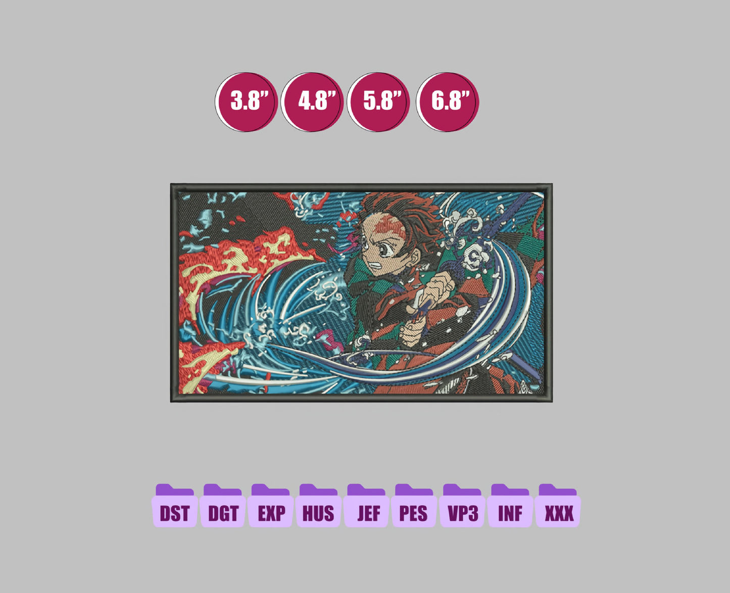 TANJIRO KAMADO Anime Embroidery Design, Digital Anime Embroidery File 228