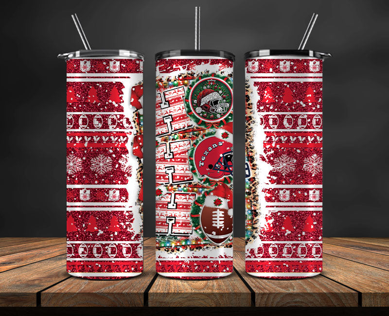 Houston Texans Christmas Ho Ho Ho Tumbler Wrap, NFL Patterns Christmas Png 22