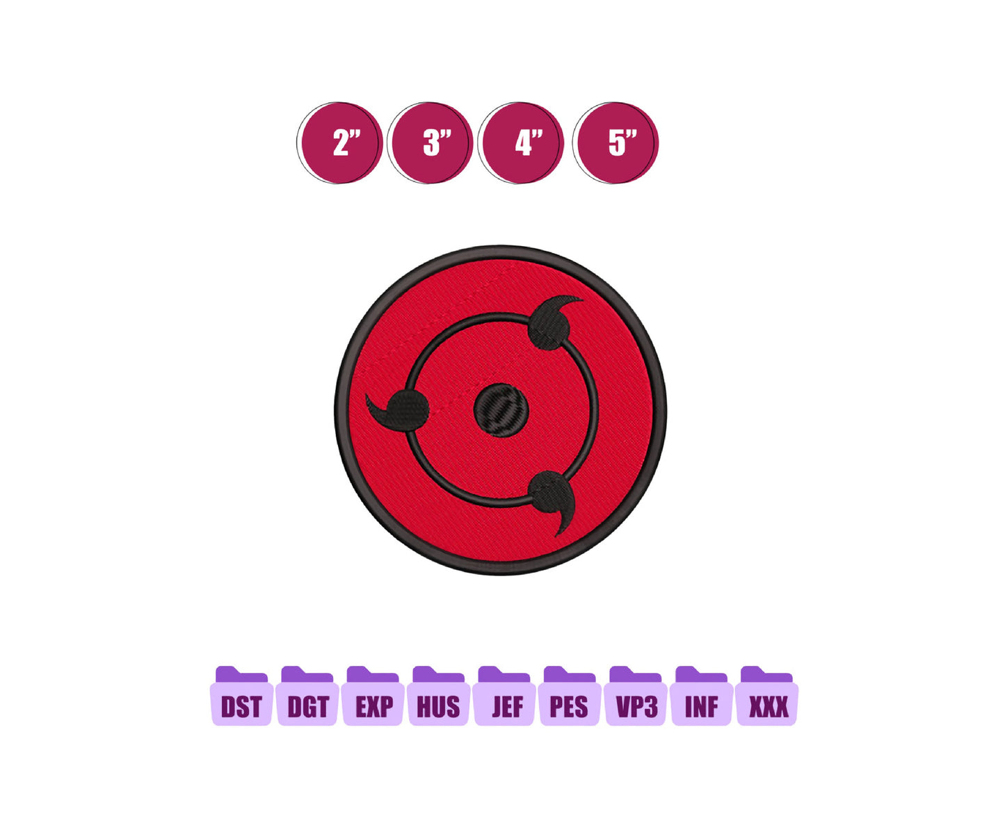 Sharingan Anime Embroidery Design, Digital Anime Embroidery File 233