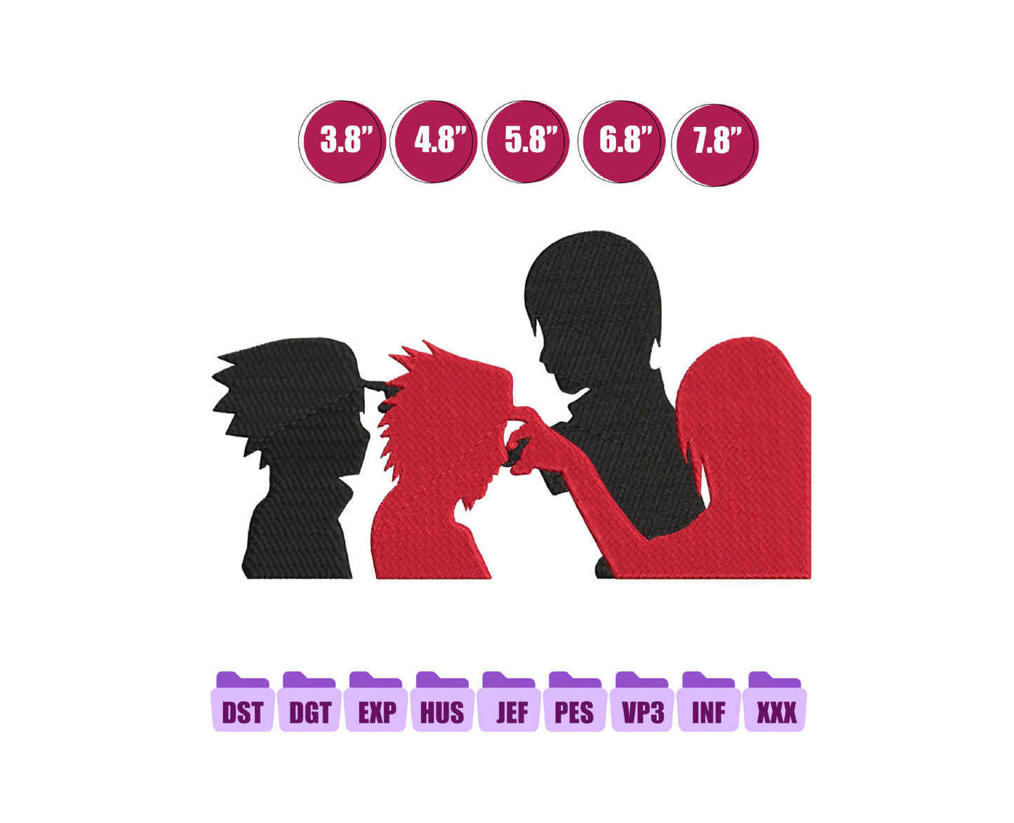 Itachi Sasuke Anime Embroidery Design, Digital Anime Embroidery File 235