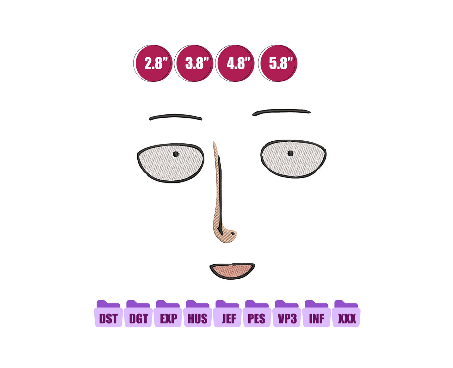 Saitama Anime Embroidery Design, Digital Anime Embroidery File 236