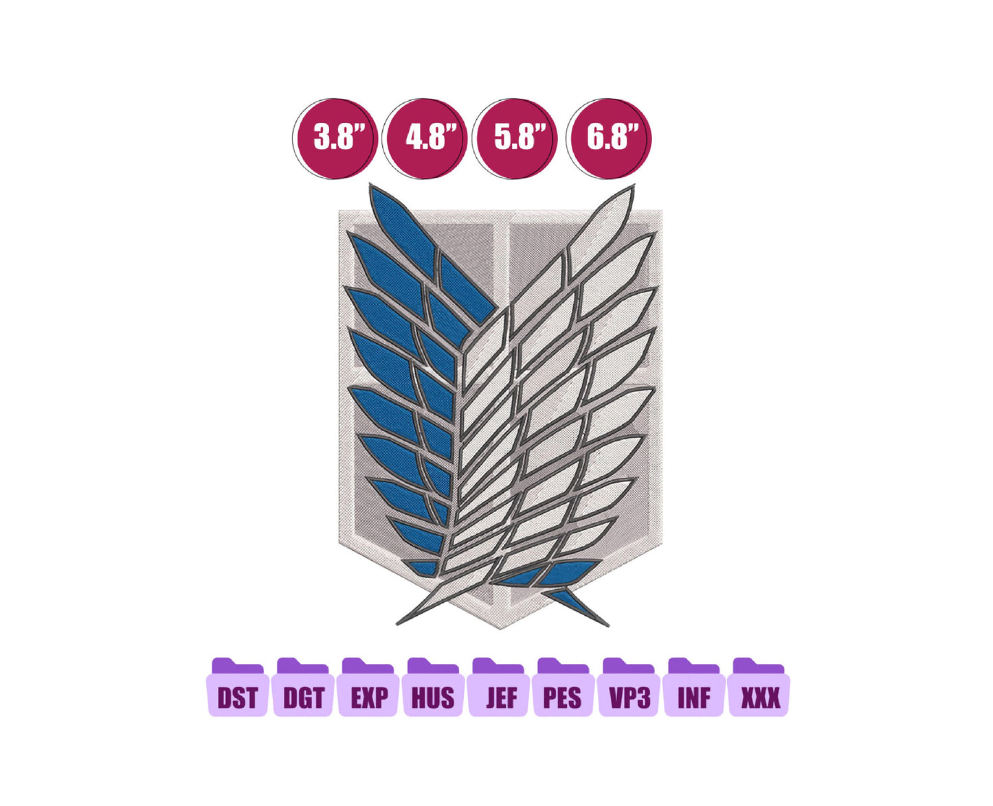 SNK Scouting Legion Anime Embroidery Design, Digital Anime Embroidery File 237