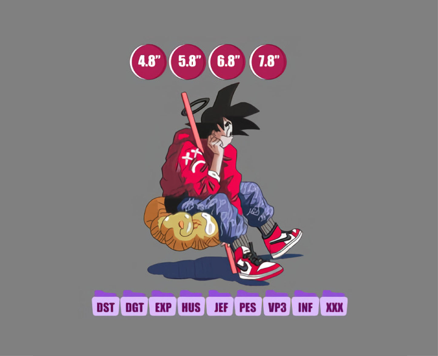 GOKU SAIYAN Anime Embroidery Design, Digital Anime Embroidery File 24
