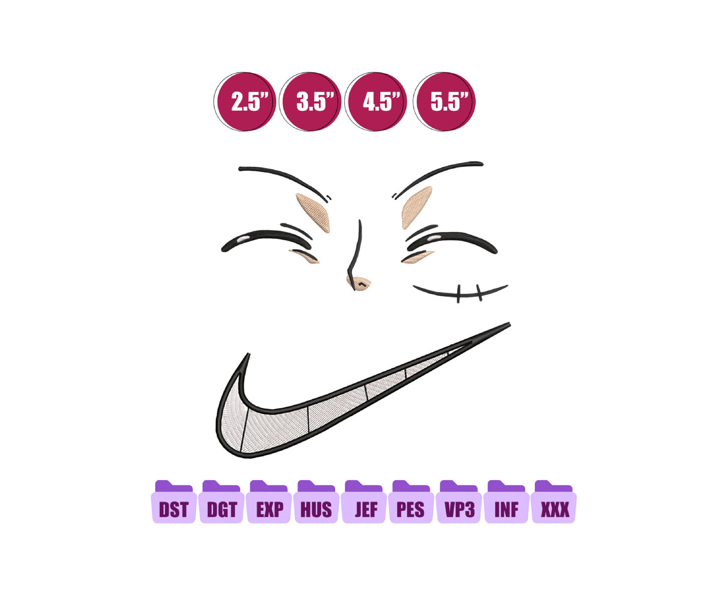 Smile Luffy Anime Embroidery Design, Digital Anime Embroidery File 241