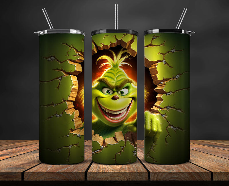 Christmas 20oz Tumbler Wrap PNG, Christmas 3D Inflated Puffy Tumbler Wrap Png, Grinchmas 20oz Png 28