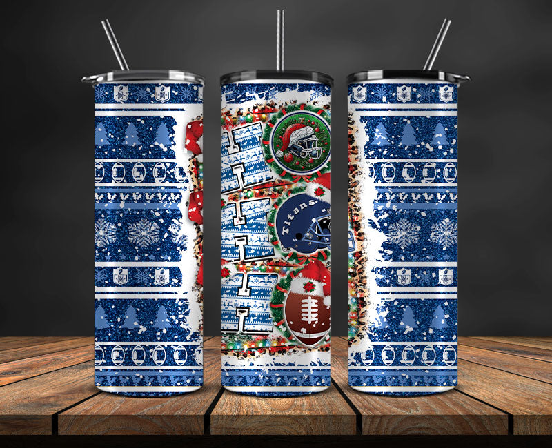 Tennessee Titans Christmas Ho Ho Ho Tumbler Wrap, NFL Patterns Christmas Png 31