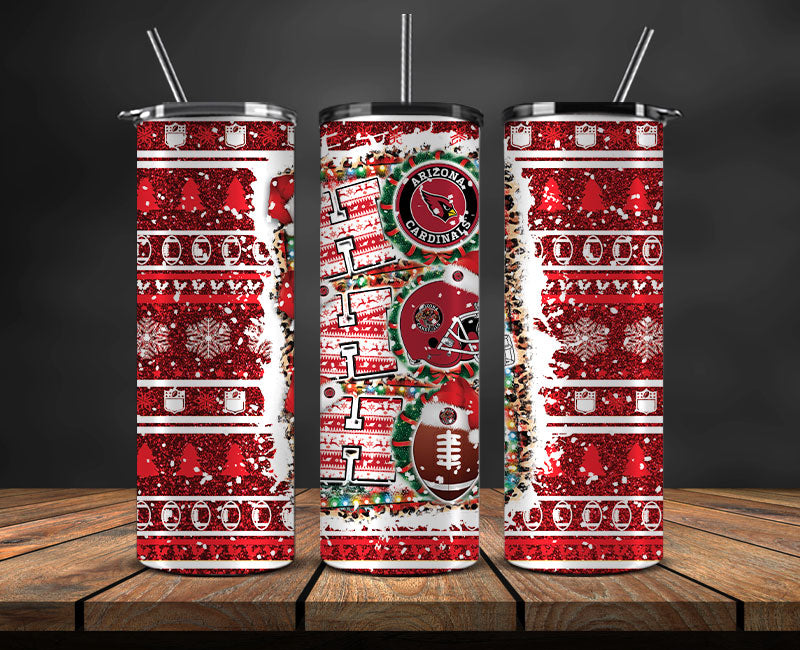 Arizona Cardinals Christmas Ho Ho Ho Tumbler Wrap, NFL Patterns Christmas Png 34