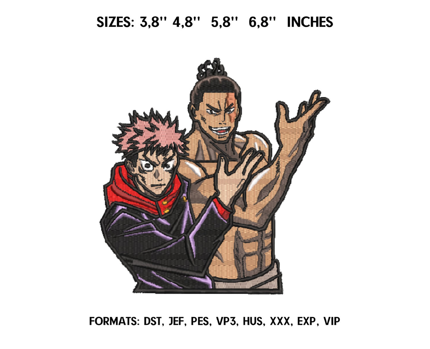 Sukuna and Itadory Anime Embroidery Design, Digital Anime Embroidery File 35