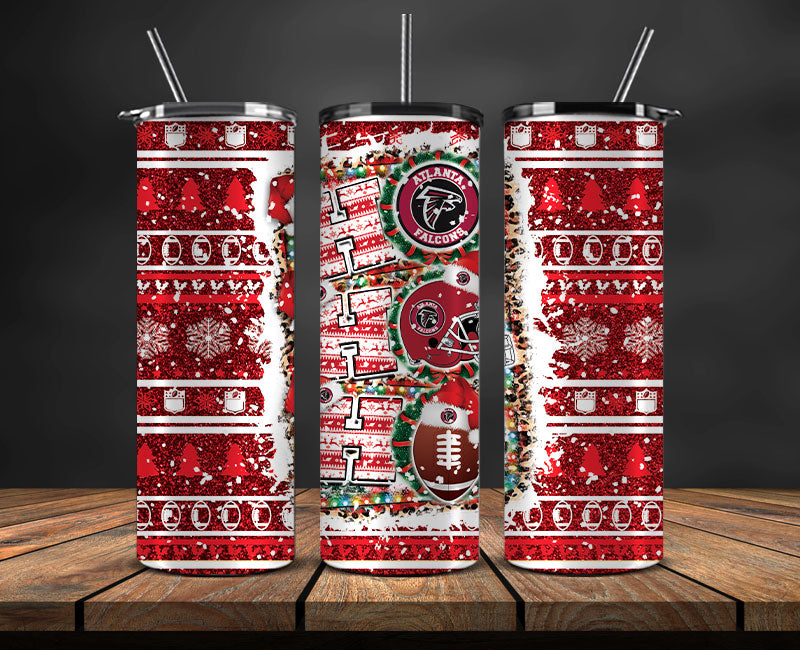 Atlanta Falcons Christmas Ho Ho Ho Tumbler Wrap, NFL Patterns Christmas Png 35