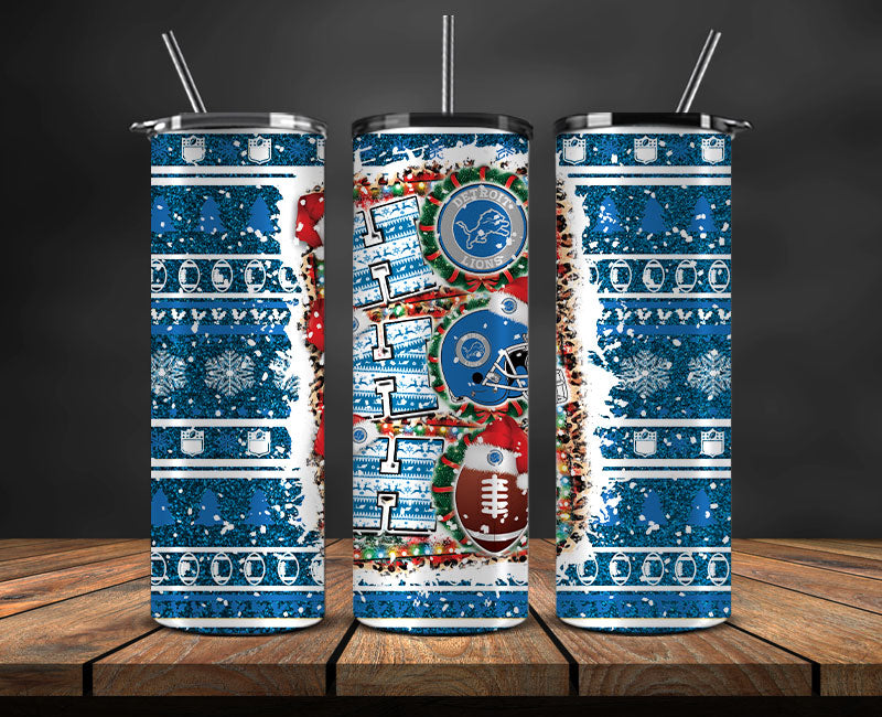 Detroit Lions Christmas Ho Ho Ho Tumbler Wrap, NFL Patterns Christmas Png 39